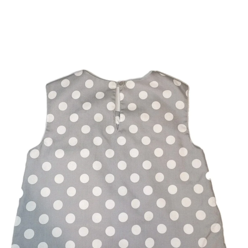 Kelly's Kids Polka Dot A-line Dress Girls 7/8 Grey Lined Pockets Sleeveless‎